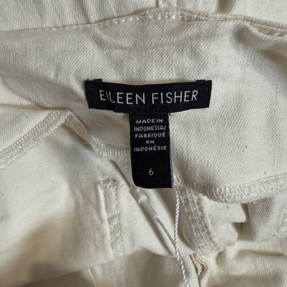 Eileen Fisher Tap Ankle Pants Pleated Organic Cotton Beige Womens Size 6 - Picture 2 of 8